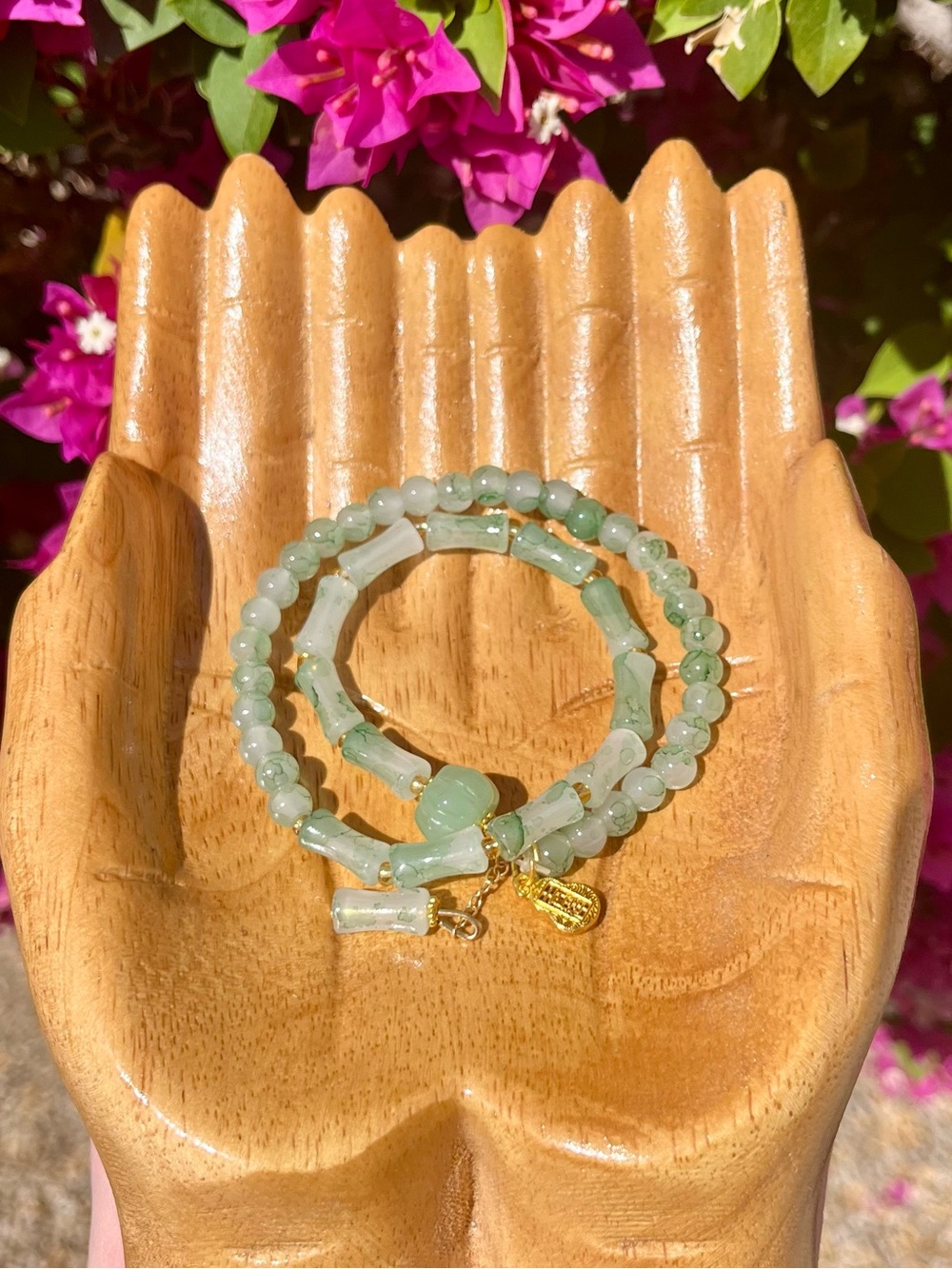 Green Glass Beaded Wrap Bracelet, Anklet or Choker NWOT